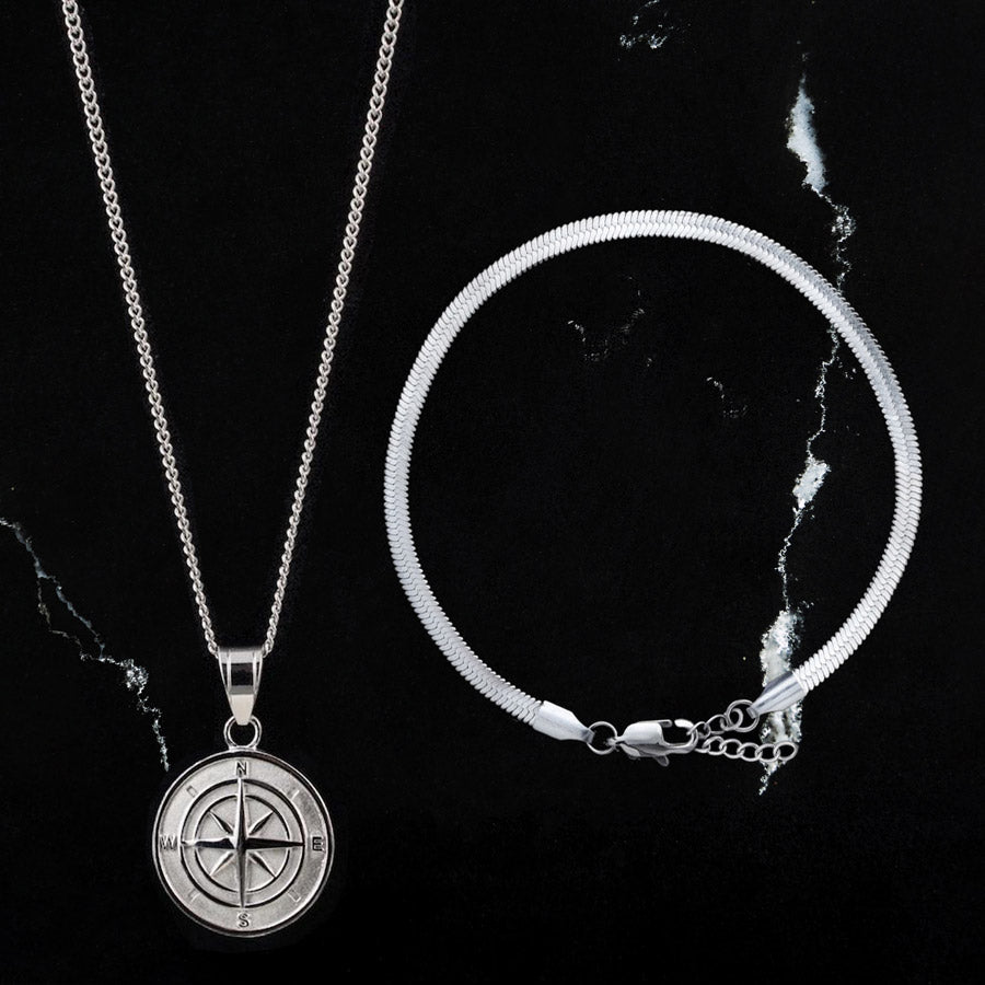 Snake & Compass Set (Bracelet & Necklace)